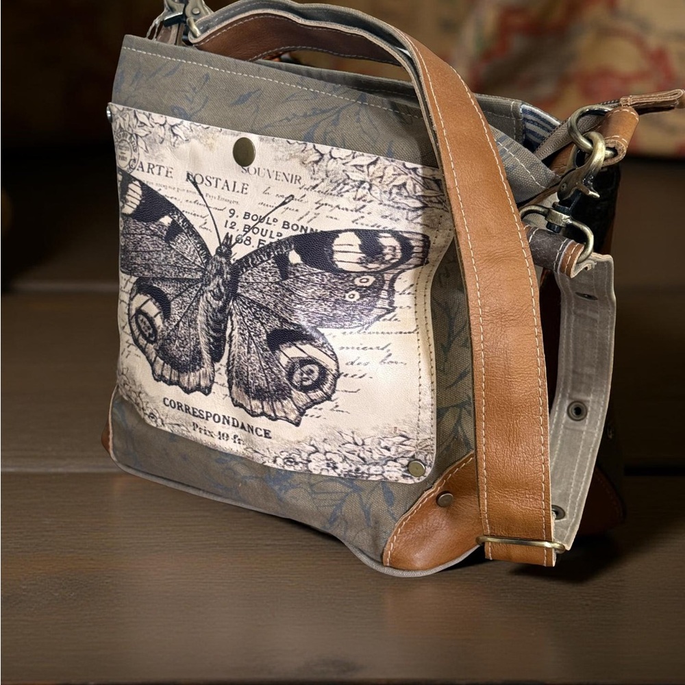 NWT Stylish Women’s Canvas Shoulder Crossbody Bag with Butterfly Design - Picture 4 of 10